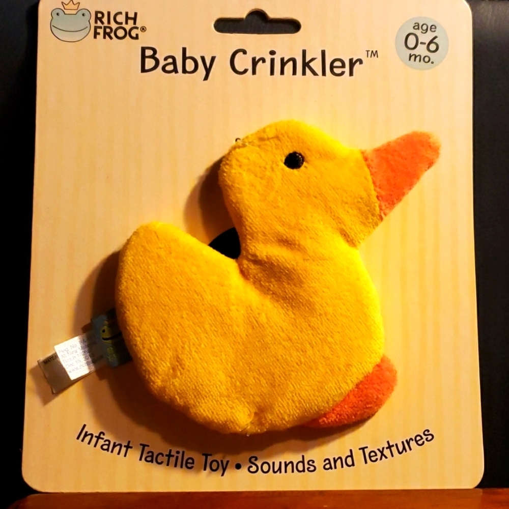 RICH FROG Baby Crinkler Duck Infant Tactile Toy - Age 0-6mos NWT
